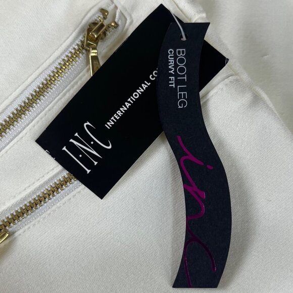 INC International Concept Boot Leg Curvy Fit Pants Womens Size 12 New Cream - Picture 10 of 12